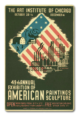 Art Institute Of Chicago 49th Annual Vintage Sign Metal Sign