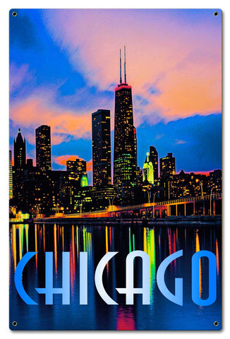 Chicago In Color Vintage Sign Metal Sign