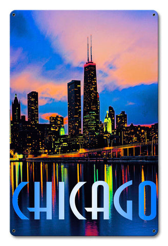 Chicago In Color Vintage Sign Metal Sign