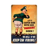 Panzers Down Vintage Sign Metal Sign