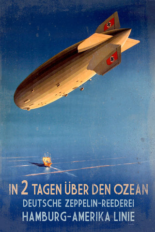 ZEPPELIN-HAMBURG-AMERIKA-Vintage-Sign-Metal-Sign