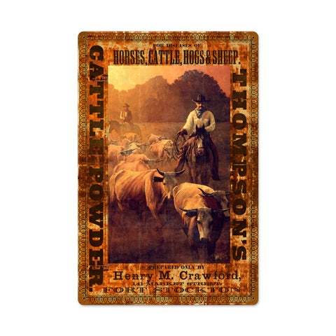 Thompsons Cattle Powder Vintage Sign Metal Sign