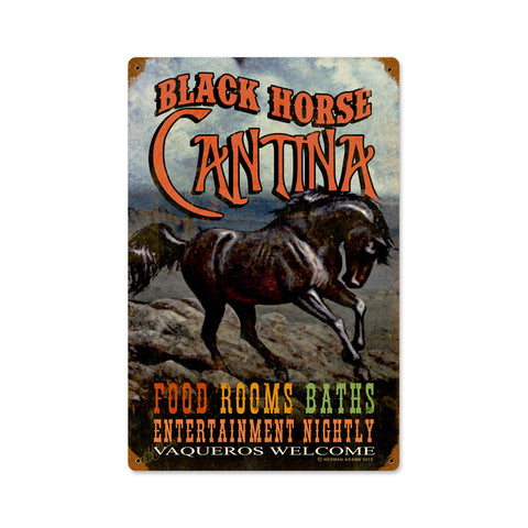 Black Horse Cantina Vintage Sign Metal Sign