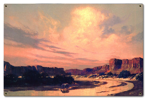 Camping by the River Vintage Sign Metal Sign
