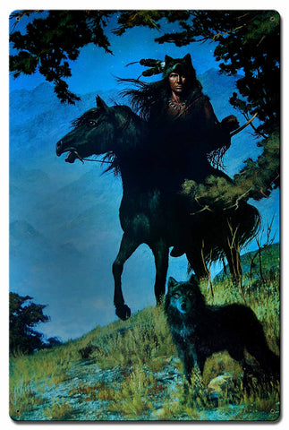 Night Wolf Vintage Sign Metal Sign