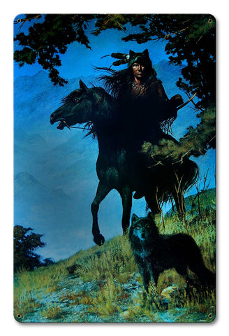 Night Wolf Vintage Sign Metal Sign