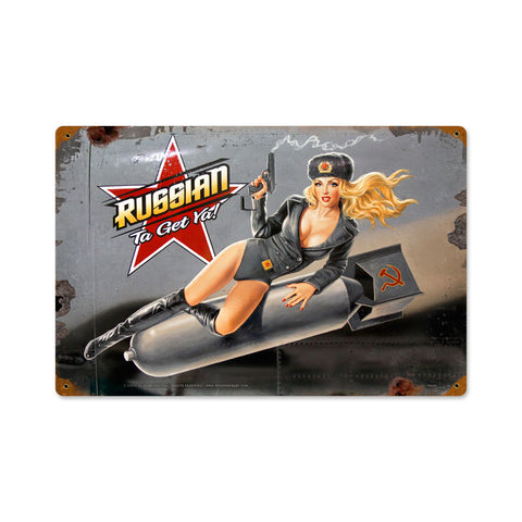 Russian Nose Art Vintage Sign Metal Sign