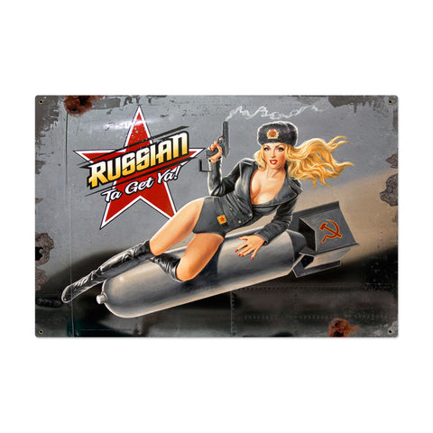 Russian Nose Art Vintage Sign Metal Sign