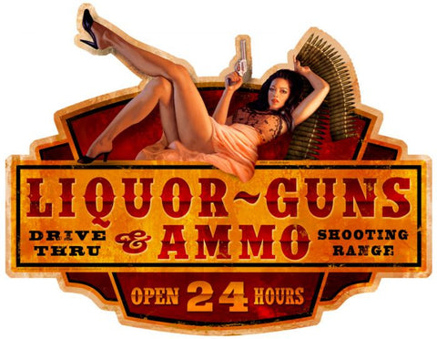 Liquor Guns Ammo Vintage Sign Metal Sign