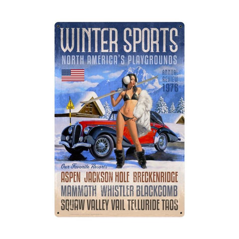 Winter Sports Sign Vintage Sign Metal Sign