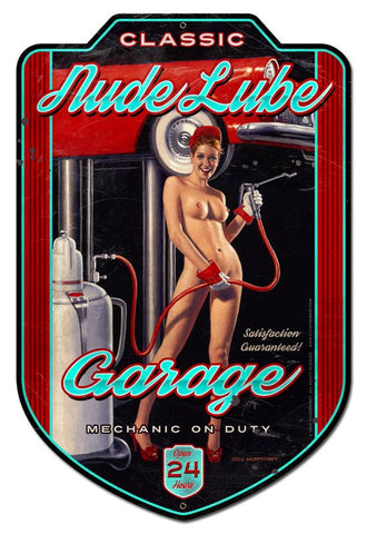 NUDE-LUBE-GARAGE-Vintage-Sign-Metal-Sign