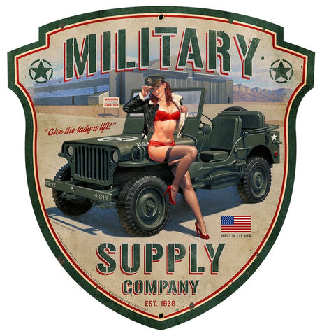 Military Supply Shield Metal Sign