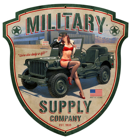 Military-Supply-Sield-Metal-Sign