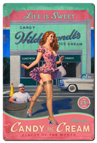 Candy and Cream Vintage Sign Metal Sign