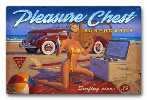 Pleasure Chest Vintage Sign Metal Sign