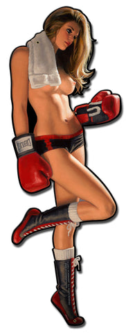 Boxing Girl Vintage Sign Metal Sign