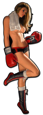 Boxing Girl Vintage Sign Metal Sign