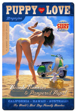 Puppy Love Vintage Sign Metal Sign