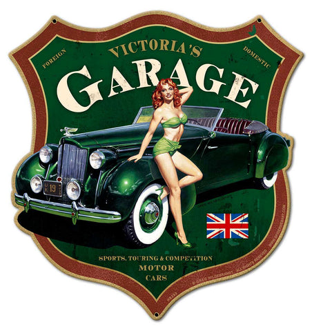 Victoria's Garage Metal Sign