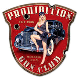 Prohibition Gun Club Shield Metal Sign