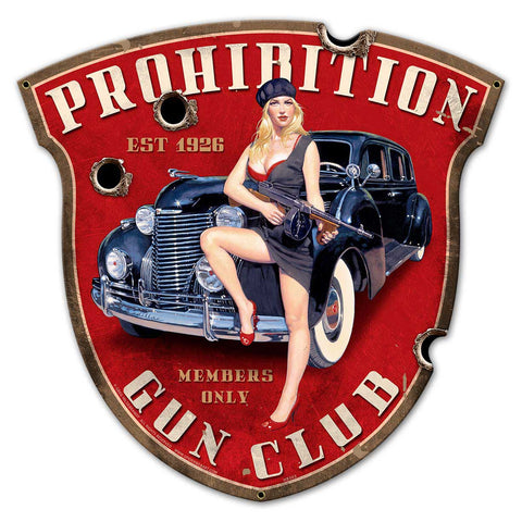 Prohibition Gun Club Shield Metal Sign