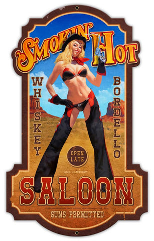 Smokin' Hot Saloon Metal Sign