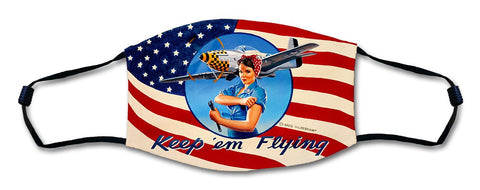 Keep 'em Flying Rosie Mustang Mask Metal Sign