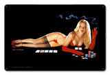 Red Light Poker Metal Sign