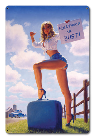 Blonde White and Blue 12 x 18 Satin Metal Sign