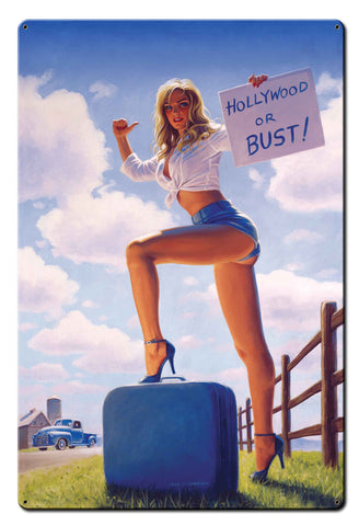 Blonde White and Blue 24 x 36 Satin Metal Sign