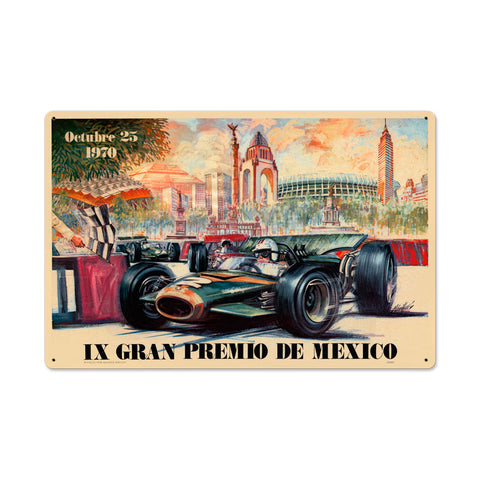 Mexico 1970 Grand Prix Vintage Sign Metal Sign