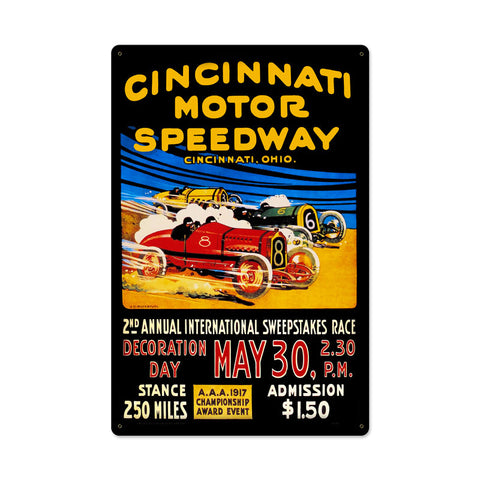 Cincinnati Motor Speedway Vintage Sign Metal Sign