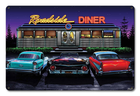 Roadside Diner Metal Sign