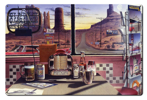 All Night Diner Metal Sign