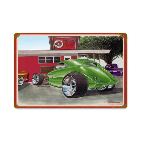 A W Custom Rod Vintage Sign Metal Sign