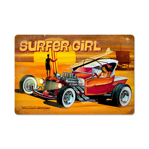 Surfer Girl Vintage Sign Metal Sign