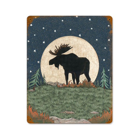 Moose Moon Vintage Sign Metal Sign