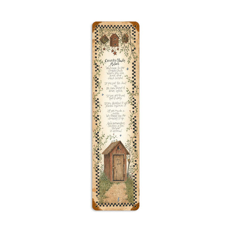 Country Bath Rules Vintage Sign Metal Sign
