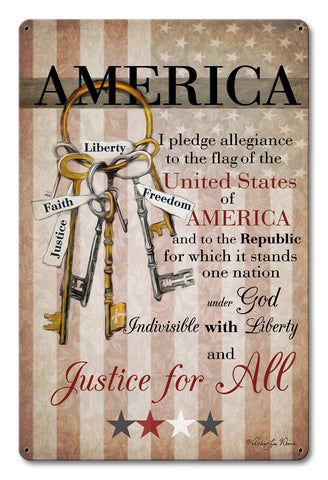 America Pledge Of Allegiance Vintage Sign Metal Sign