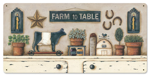 Farm To Table Vintage Sign Metal Sign