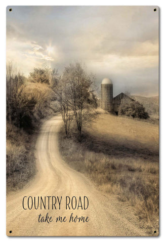 Country Road Take Me Home Vintage Sign Metal Sign