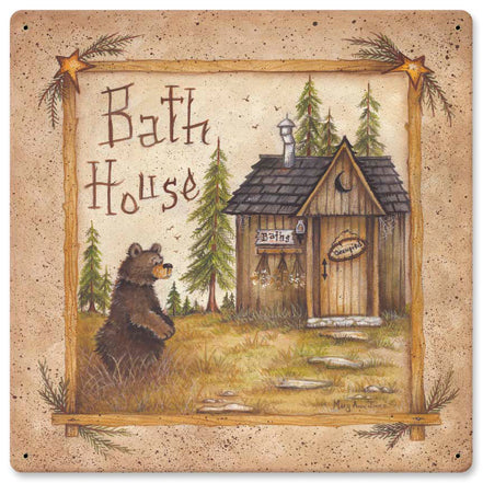 Bath House Bear Vintage Sign Metal Sign