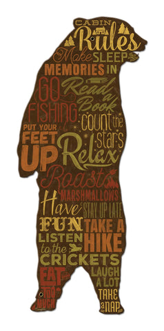 Cabin Rules Bear Vintage Sign Metal Sign