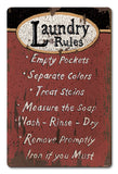 Laundry Rules Vintage Sign Metal Sign