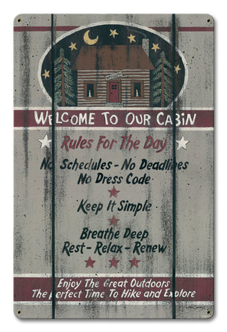 Welcome To Our Cabin Vintage Sign Metal Sign