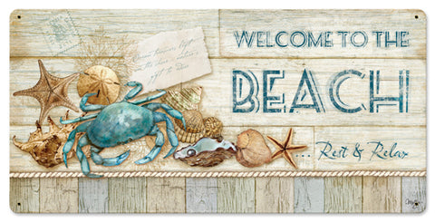 Welcome To The Beach Vintage Sign Metal Sign