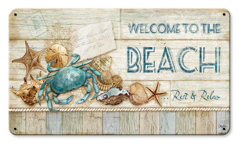 Welcome To The Beach Vintage Sign Metal Sign