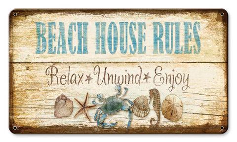 Beach House Rules Vintage Sign Metal Sign