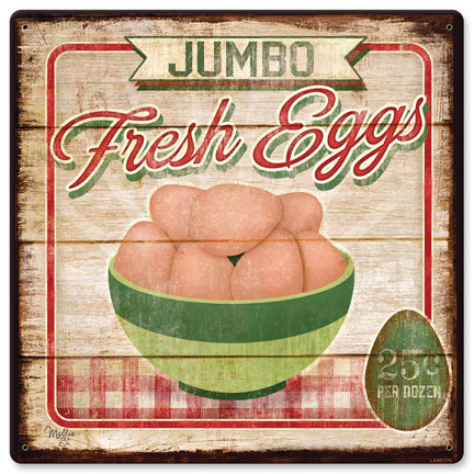 Jumbo Fresh Eggs Vintage Sign Metal Sign