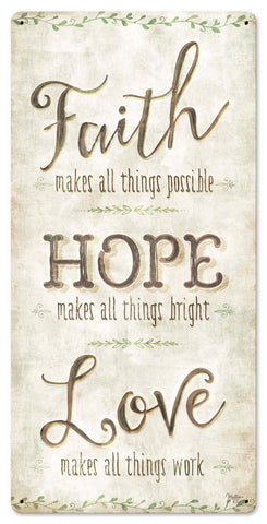 Faith Hope Love Vintage Sign Metal Sign